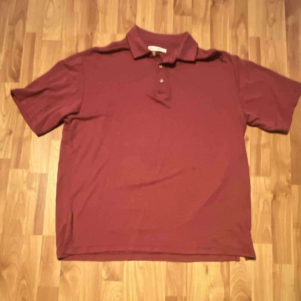 Jamaica Jaxx Men's Polo Shirt Burgundy L Regular Fit Striped Short Sleeve